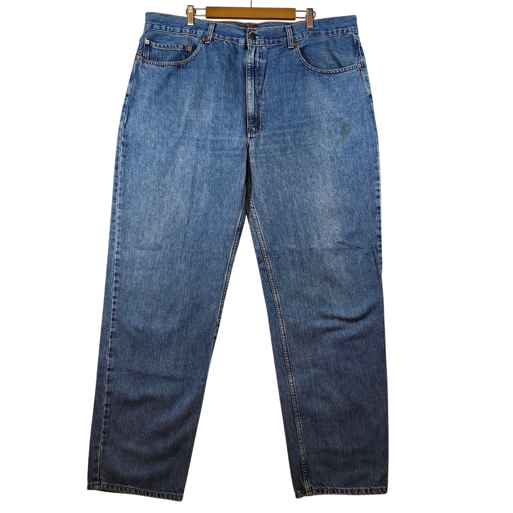 Levis 504 Regular Straight Fit Jeans Mens 46x34 Medium‎ Wash Blue Denim 504-0217